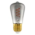 Produktbild: EGLO E27 Lampe dimmbar, Spiral LED Glühbirne, Vintage Deko Leuchtmittel schwarz-transparent im Retro-Design, 4 Watt, 100 Lumen, warmweiß, 2000k, Edison Birne ST48, Ø 4,8 cm