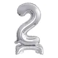 Produktbild: Folienballon mit Fuß 38cm silber Zahl 2 Geburtstag Tisch Party Dekoration Ziffer
