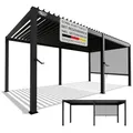 Produktbild: Juskys® Lamellendach Tahiti 3x5,9 m inkl. Seitenwand 3 m - Terrassenüberdachung stabil & wetterfest - Überdachung für Garten & Terrasse - Bausatz Anthrazit