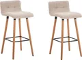 Produktbild: CLP 2er Set Barhocker Lincoln Stoff mit Rückenlehne und Fußstütze,creme natur