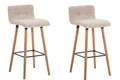 Produktbild: CLP 2er Set Barhocker Lincoln Mit Stoffbezug Und Holzgestell I 2 x Thekenhocker Mit Rückenlehne Und Fußstütze, Farbe:creme, Gestell Farbe:natur