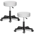 Produktbild: Casaria® Rollhocker Höhenverstellbar 2er Set 10cm Polsterung 46-60cm Höhe 360° Drehbar Ø35cm Rund Rollen Bürohocker Drehhocker Arbeitshocker Stuhl Weiß