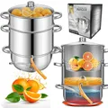 Produktbild: KARL HAUSMANN Dampfentsafter 8L Edelstahl - Entsafter Kocher für Induktion, Gas & alle Herdarten | Saft aus Obst & Gemüse, BPA frei, mit Schlauch, Spülmaschinengeeignet
