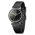 Produktbild: Braun Unisex 3-Hand Analogue Swiss-Part Quartz Watch, Made in Germany, Black Dial and Black Leather Strap, 33mm Stainless Steel Case, Model AW10.