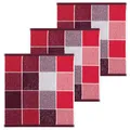 Produktbild: KRACHT 3er Pack Frottee Küchenhandtücher Blockkaro ca. 50 x 50 cm Baumwolle rot