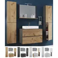 Produktbild: VCM 5-tlg. Waschplatz Waschtisch Waschbecken Unterschrank Breite 60 cm Badmöbel Set mit Schubladen Drehtüren Spiegel Lendas XL Schublade