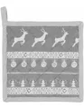 Produktbild: Clayre & Eef Topflappen 20x20cm Hirsch-Motiv & Weihnachten Grau Nordic Landhaus