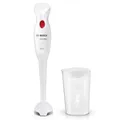 Produktbild: Bosch Stabmixer CleverMixx, abnehmbarer Mixfuß, Ergonomischer Griff, leichtes Gehäuse, 4-Klingen-Messer, einfache Reinigung, 400 W, weiß/rot, MSM14000