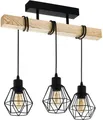 Produktbild: EGLO Deckenleuchte TOWNSHEND 5, Deckenlampe, Holz und Stahl, IP20, E27, Wohnzimmerlampe, ohne Leuchtmittel, Wand-/Deckenleuchte, L55 x B20 x H36cm, schwarz, braun, 3X60W exkl.