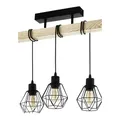 Produktbild: EGLO Deckenlampe Townshend 5, 3 flammige Vintage Deckenleuchte im Industrial Design, Retro Pendelleuchte aus Stahl und Holz, Schwarz, braun, FSC zertifiziert, E27 Fassung
