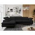 Produktbild: Ecksofa Sofa Schwarz, Wohnlandschaft L-Form mit Schlaffunktion und Bettkasten, Schlafsofa mit Bettkasten, Sofa mit Einstellbare Kopfstützen, Peter... - Schwarz