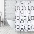 Produktbild: MSV Anti-Schimmel Duschvorhang - Anti-Bakteriell, waschbar, wasserdicht, Polyester, 180x200cm Vintage Weiß Schwarz