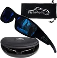Produktbild: Fishoholic Polarisierte Angel-Sonnenbrille UV400-9 Farben als Angelgeschenk für Männer und Frauen, Glänzend Schwarz, 1 size fits most