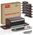 Produktbild: LouMaxx Magnetschnäpper stark – 10er Set braun – Türmagnet für Schrank- und Möbeltüren mit 4 kg Haltekraft – Magnetverschluss inkl. Montagematerial