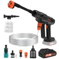 Produktbild: Bravolu MAX 500 PSI Hochdruckreiniger Mobil mit Zubehörset, 2.0Ah Akku Hochdruckreiniger mit 6-in-1-Multifunktionsdüse, Ideal für Autos Boote Garten
