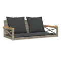 Produktbild: vidaXL Gartenbank Hängebank mit Kissen Grau 109x62x40 cm Poly Rattan (1-St)