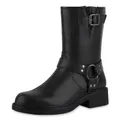 Produktbild: VAN HILL Damen Biker Boots Blockabsatz Nieten Trendy Schuhe 214139 Dunkelgrau 40