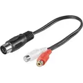 Produktbild: ETT - Audio-Kabeladapter, DIN-Stecker zu Stereo-Cinch-Buchse, DIN-Stecker 180° (5-Pin) 2x Cinch-Buchse (Audio links/rechts). Kabellänge 0.2 m