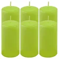 Produktbild: 6er Set Stumpenkerze hellgrün Höhe 11,5 cm Ø 6cm lange Brenndauer Rund-Kerze