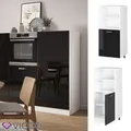 Produktbild: Vorratsschrank Küchenschrank R-Line Solid Weiß Schwarz 60 cm kleine Tür Vicco