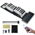 Produktbild: VEVOR Rollpiano mit 88 Tasten, 128 Rhythmen, 128 Töne, Faltbares Klavier zusammenrollbar mit wiederaufladbarem Akku, 2-W-Lautsprecher, LED-Anzeige, 5 Anschlüsse, MIDI-Funktion, Schwarz