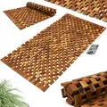 Produktbild: DEUBA® Badvorleger Badematte Holz 80 x 50 cm FSC-zertifiziertes Akazienholz Rutschhemmende Gummistopper Holzteppich