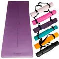 Produktbild: DIVASYA Premium Yogamatte rutschfest: Naturkautschuk rutschfest & japanische professional grip Oberfläche | 185x68x0,45cm | Tragegurt | 4,5mm dicke Yoga Matte | schadstofffrei