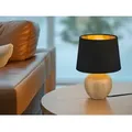 Produktbild: Trio Lighting - Tischleuchte luxor Keramik mit Stoffschirm Schwarz / Gold, Höhe 26cm