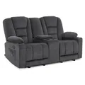 Produktbild: M MCombo Elektrisch 2 Sitzer Sofa mit Schlaffunktion, 2er Relaxsofa mit Taste 150° Verstellbar, Kinosessel mit Liegefunktion, Konsole & USB & Getränkehalter, 7009 (Grau)