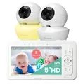 Produktbild: Babysense Babyphone HD 5 Zoll mit 2 Kameras, Video Babyphone ohne WLAN, Nachtlicht, Wiegenlieder, 300m Reichweite, Zwei-Wege-Audio, 4-facher Zoom, 4000mAh Akku