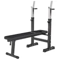Produktbild: GORILLA SPORTS® Hantelbank mit Ablage - Dip-Station, Verstellbare Höhe und Neigungswinkel, Klappbar, bis 200 kg, Schwarz - Drückerbank, Flachbank, Multifunktion, Trainingsbank