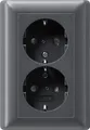 Produktbild: Gira 078328 SCHUKO-Doppelsteckdose 16 A 250 V~ mit integriertem erhöhten Berühru