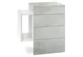 Produktbild: Vladon Nachttisch Queens (Nachttischschrank mit 2 Schubladen, und 1 seitlichem Fach zur Wandmontage), Weiß matt/Beton Oxid Optik (60 x 63 x 36 cm)