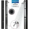 Produktbild: Arebos - Solardusche 35 Liter höhe 216 cm mit integriertem Thermometer inklusive Abdeckhaube runder Duschkopf Fußdusche Gartenschlauch Anschluss