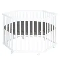 Produktbild: Roba Kids Laufgitter 6-eckig inkl. Schutzeinlage Graphite gesteppt Luxe weiß NEU