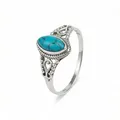 Produktbild: mantraroma Silberring MERANDAL aus 925 Silber mit Türkis (Ring mit Schmuckbeutel), Damenring aus 925er Silber grün 56