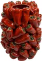 Produktbild: Handgefertigte, stylische rote Blumen Vase Steingut mit naturgetreuen PEPERONI