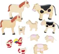 Produktbild: BAUERNHOFTIERE 12 Teile Holz Pferd  Kuh Schwein Tiere Holztiere Holzfiguren NEU