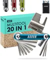 Produktbild: AARON Tool 20 in 1 Multitool - Fahrrad Multifunktionswerkzeug aus rostfreiem Stahl/Aluminium - faltbares Mini Fahrradwerkzeug mit vielen Funktionen - praktisches Bike Tool in Blau