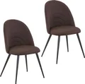 Produktbild: SVITA ANITA 2-er Set Esszimmerstühle Polsterstühle Stoffbezug Metallbeine Braun