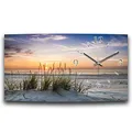 Produktbild: Kreative Feder Designer-Wanduhr Düne Sandstrand Meer Relax XXL Designer leise Funkuhr in modernem Design Made in Germany (Sandstrand, 80x40cm leises Funkuhrwerk)