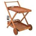 Produktbild: Casaria® Servierwagen mit Rollen Holz FSC®- Zertifiziert Akazie 2 Etagen Tablett 3 Flaschenhalter Outdoor Küche Garten Terrasse Küchenwagen Rollwagen