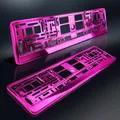 Produktbild: 2 Kennzeichenhalter | PINK Metallic | Hochglanz | Chrom Look Rosa | DHL-Versand