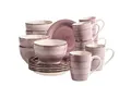 Produktbild: MÄSER 931950 Bel Tempo II Frühstück-Service für 6 Personen im Vintage Look, handbemalte Keramik, 18-teiliges Geschirr-Set, im Lila Farbton Berry, Steingut
