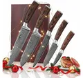 Produktbild: Wakoli Messer-Set Edib 5er Damastmesserset I Kochmesser Küchenmesser I 8 - 20cm Klingen (Damastmesser mit Geschenkbox, 5-tlg., 5er Damastmesser-Set mit Holzbox), 67 Lagen Damaststahl, VG-10 Stahlkern