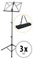 Produktbild: 3x SET Notenständer Notenstativ Notenpult Notenablage Musicstand Tasche robust