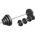 Produktbild: GORILLA SPORTS® Langhantel Set 100 kg – 170 cm Langhantelstange, 2 Kurzhanteln & Hantelscheiben 30 mm mit Sternverschlüssen – Fitness & Kraft...