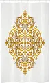 Produktbild: ABAKUHAUS Viktorianisch Schmaler Duschvorhang, Klassischer Blätter, Badezimmer Deko Set aus Stoff mit Haken, 120 x 180 cm, Pale Caramel Weiß