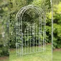 Produktbild: DanDiBo Rosenbogen mit Tür Verzinkt Breite 140 cm Rundbogen Feuerverzinkt Wetterfest Massiv Volleisen Rankhilfe