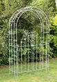 Produktbild: DanDiBo Rosenbogen mit Tür Verzinkt Breite 140 cm Rundbogen Feuerverzinkt Wetterfest Massiv Volleisen Rankhilfe